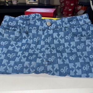 Off-White Blue Patterned Kids Shorts